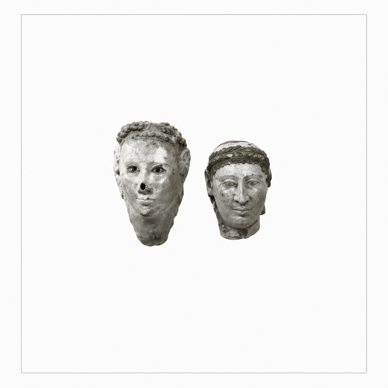 Group of Two Roman Plaster Human Heads